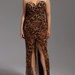 Leopard Print Strapless Dress